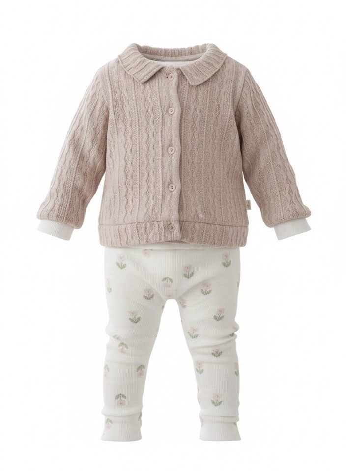 Toddler set 3 piece pink with tulips Size 24mos