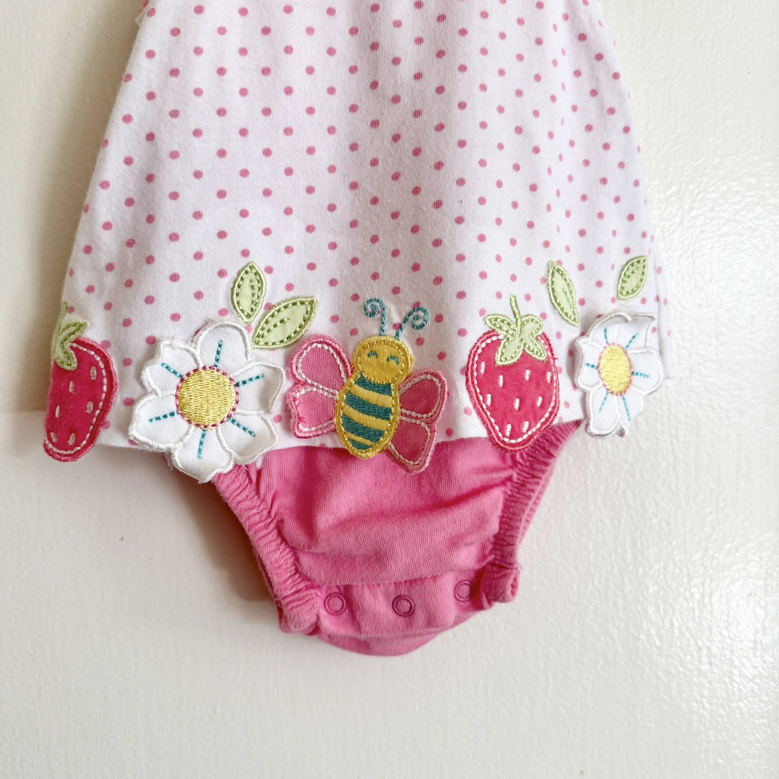 Koala Baby Girls Pink Polka Dot Strawberry Dress 0-3M
