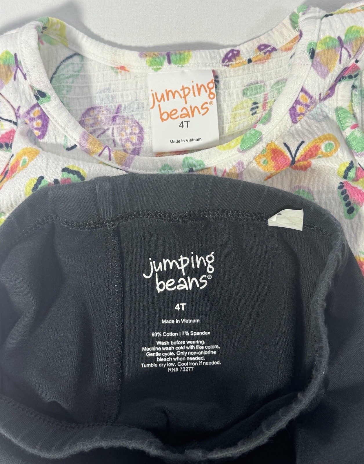 Jumping Beans Butterfly Short Set Tank Top Shirt Black Bike Shorts Girls 4T