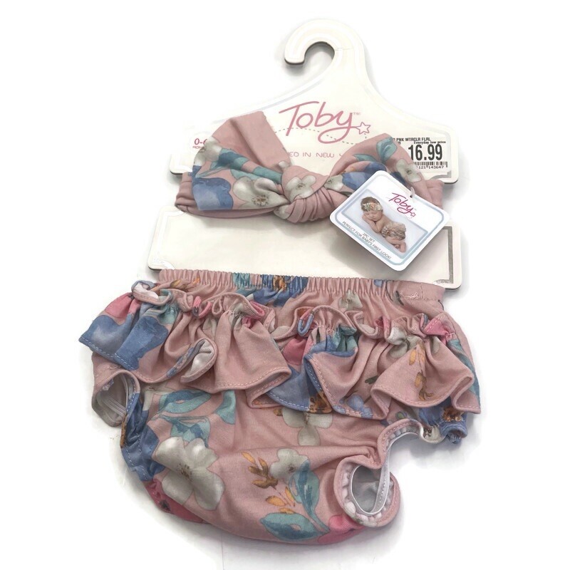 Toby 2-Piece Set Infant Baby Girl 0-6 Months Floral Bottoms & Headband NWT