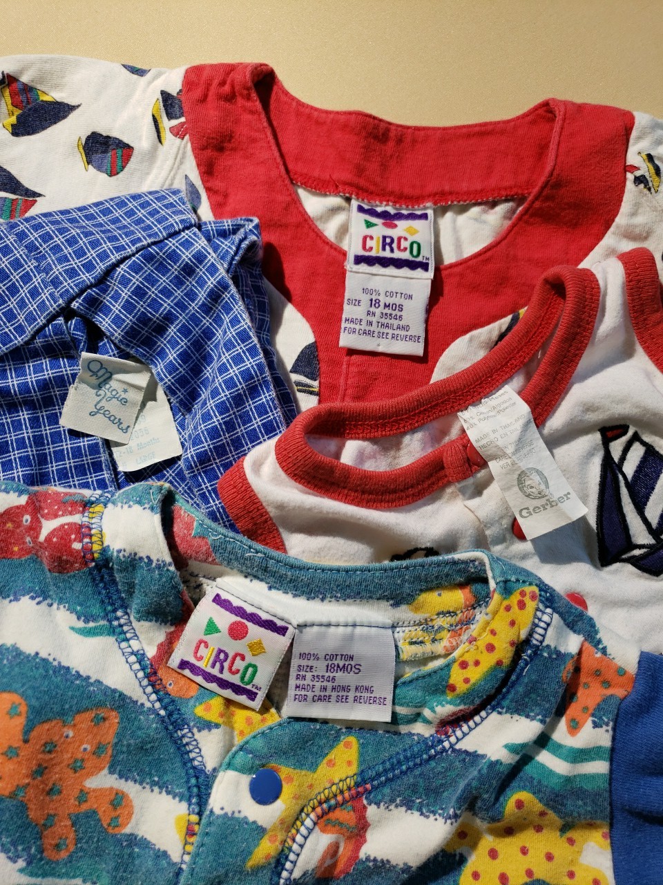 Vintage 90s Circo Gerber Rompers 12-18 mo Boats Ocean Theme One Piece Summer Lot