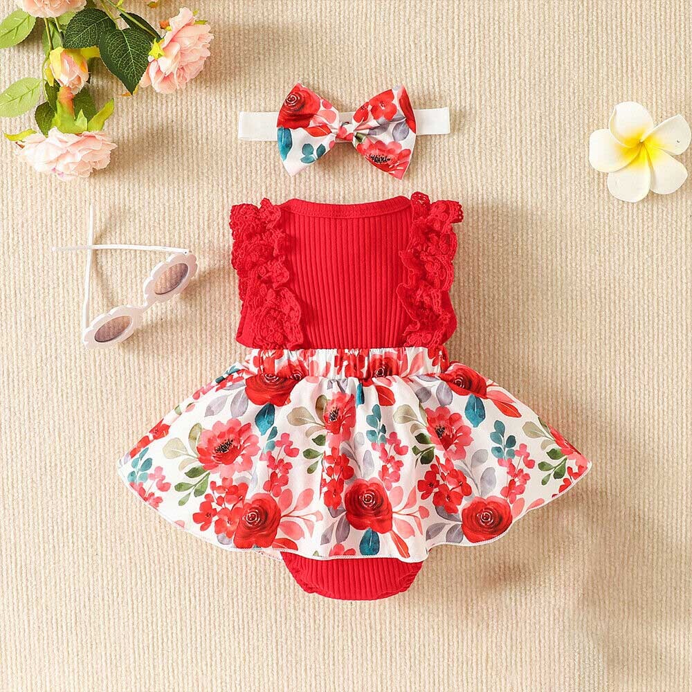 Newborn Kid Baby Girl Tops T-Shirt Floral Short Dress Outfits Clothes Summer Set