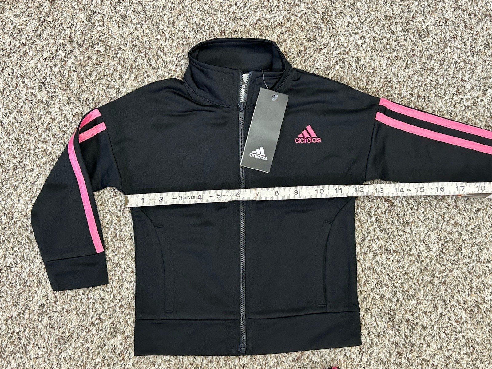 New ADIDAS Girls 2-piece Classic Tricot Track Suit Black / Pink Size 2T (M10)