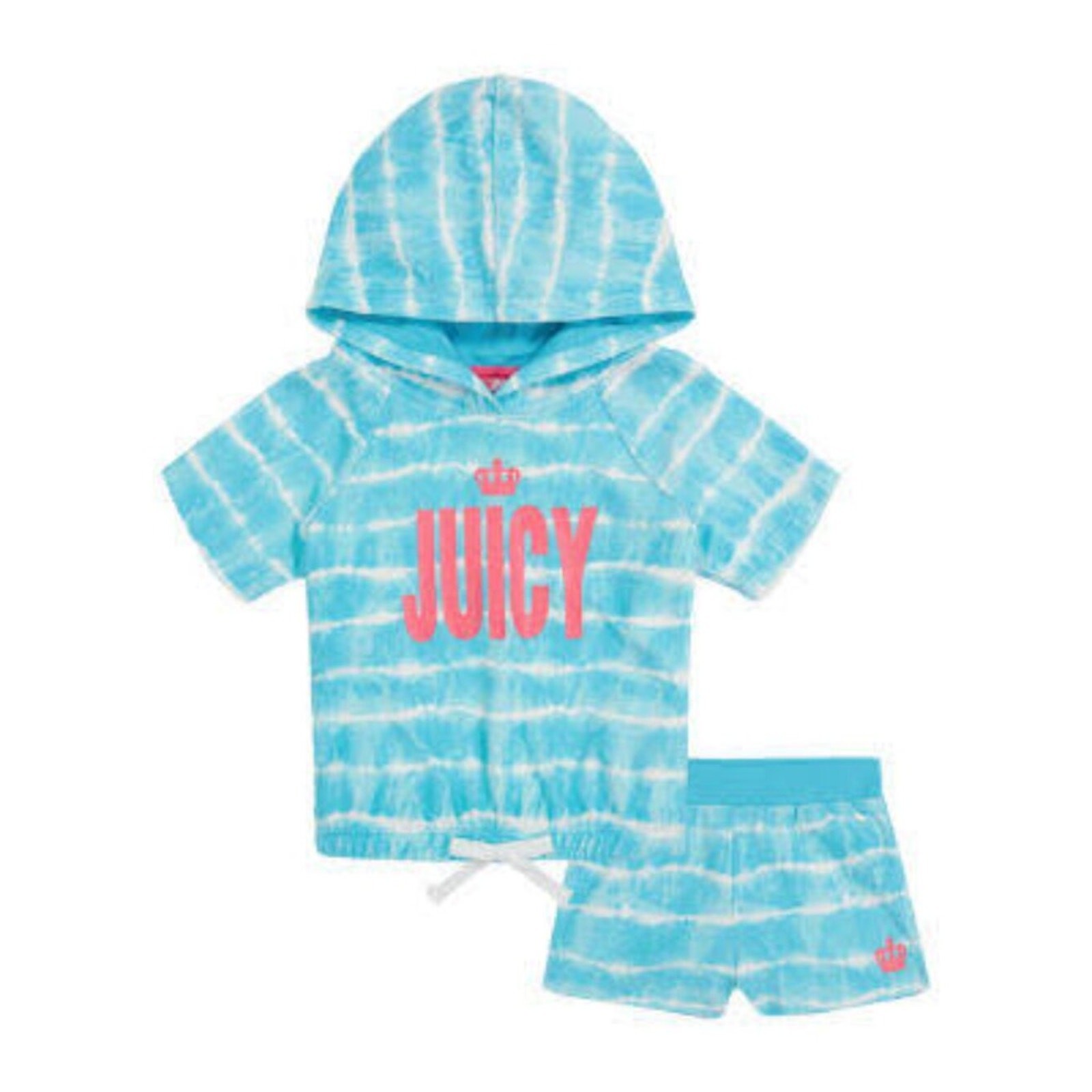 Juicy Couture Toddler Girls’ 2-Piece Blue & White Tie Dye Short Set Size 5T