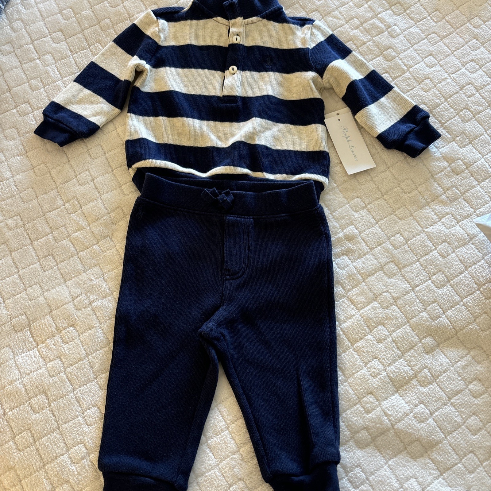 Ralph Lauren Baby Boys’ Striped Rib Pullover & Pants Set 9-months NWT Multicolor