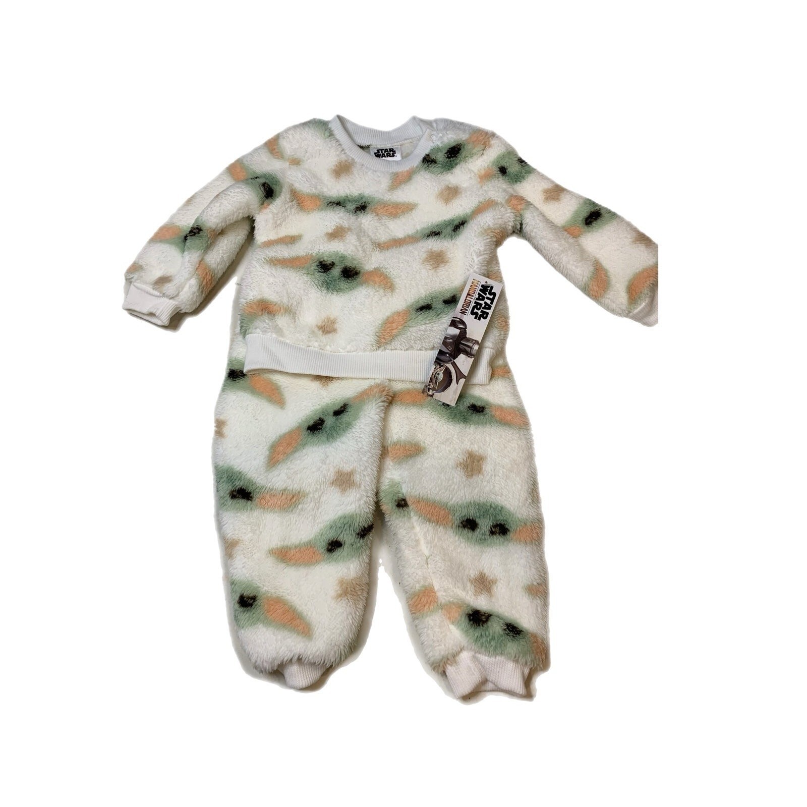NWT Star Wars Baby Mandalorian Plush Jogger Set Ivory 12M
