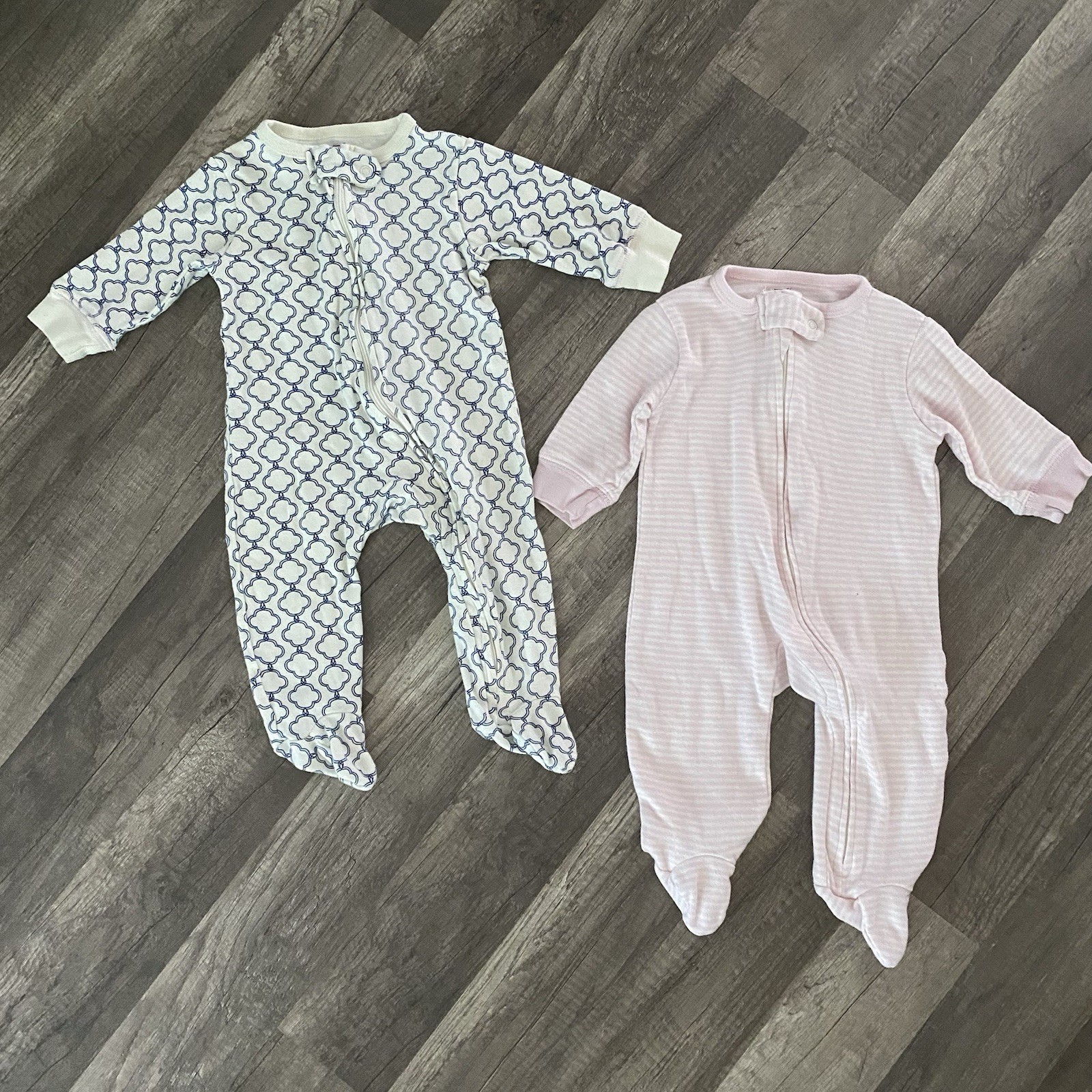 Organic Cotton Baby Clothes 6-9 Months Touched By Nature Set Of 2 Zip-up