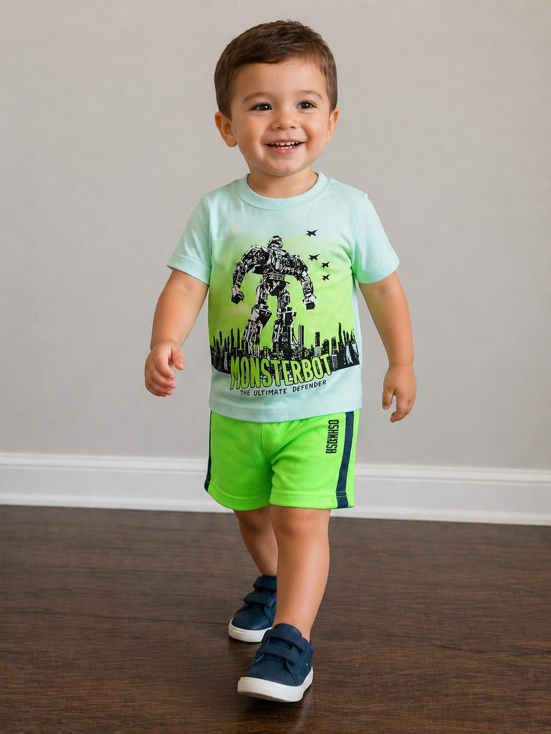 OshKosh B’Gosh Toddler Boys’ Monsterbot Tee & Mesh Shorts Set 2T