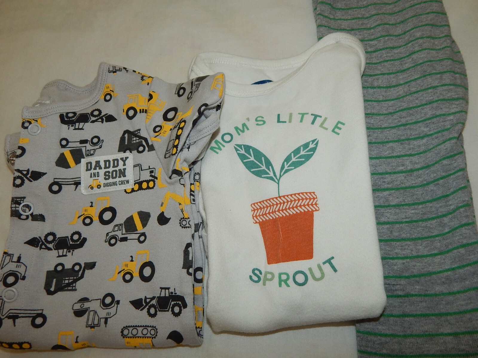 Old Navy and Carters Boys 3-6 Months Mom Dad Set and Construction one piece
