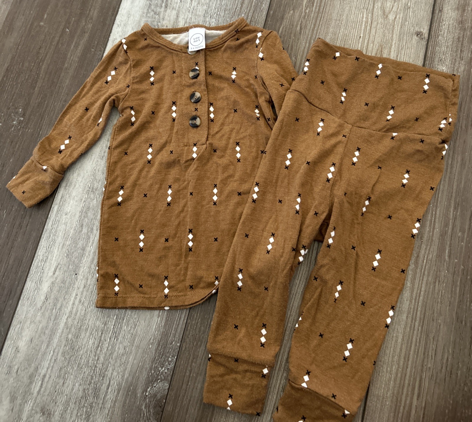 LOU LOU + CO Brown Outfit Long Sleeve Top and Pants Size 3-6 Months