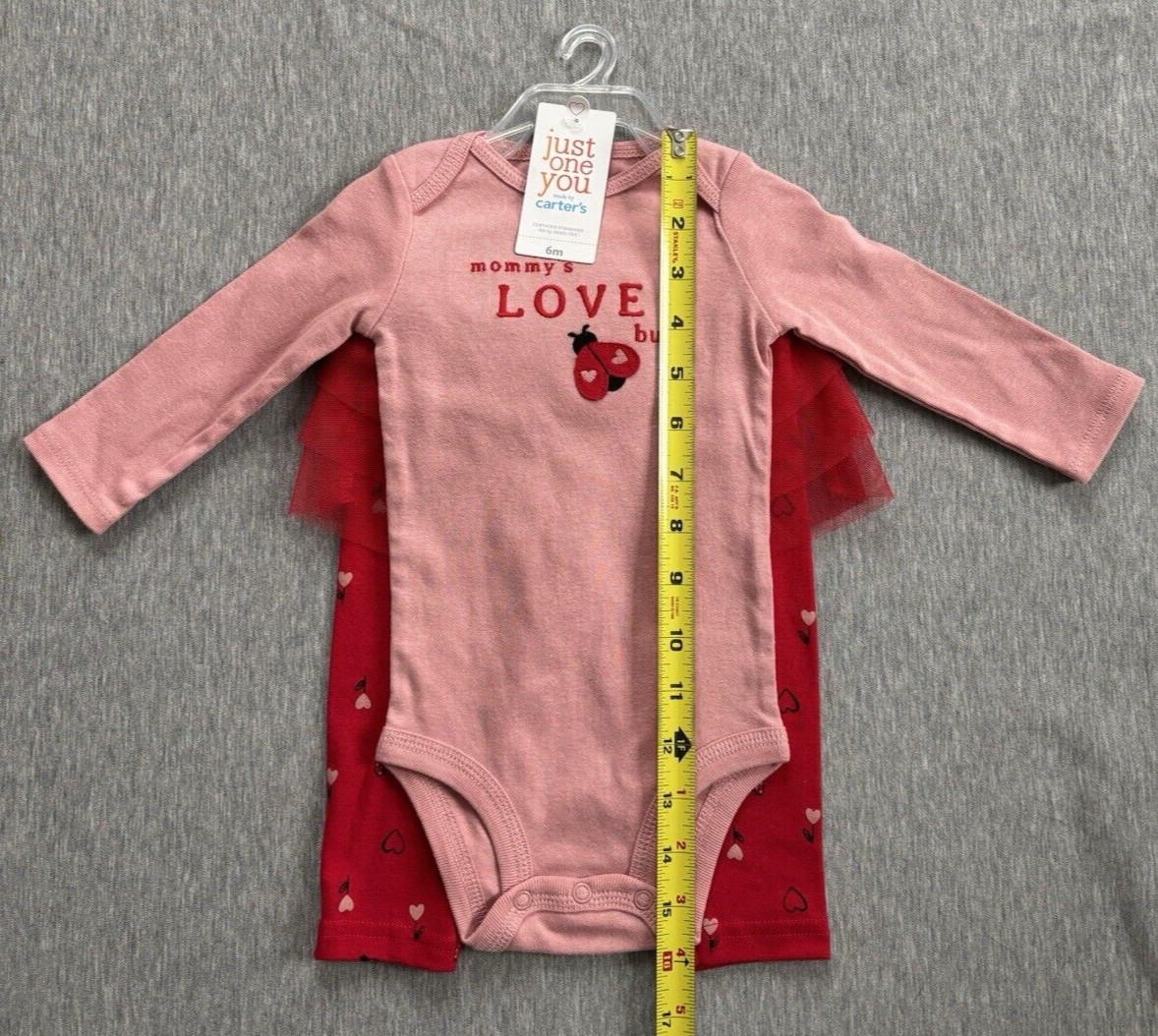 Carters Valentine’s Day (Girls 6M) 2-Piece Pink Bodysuit & Red Tutu Pants Set