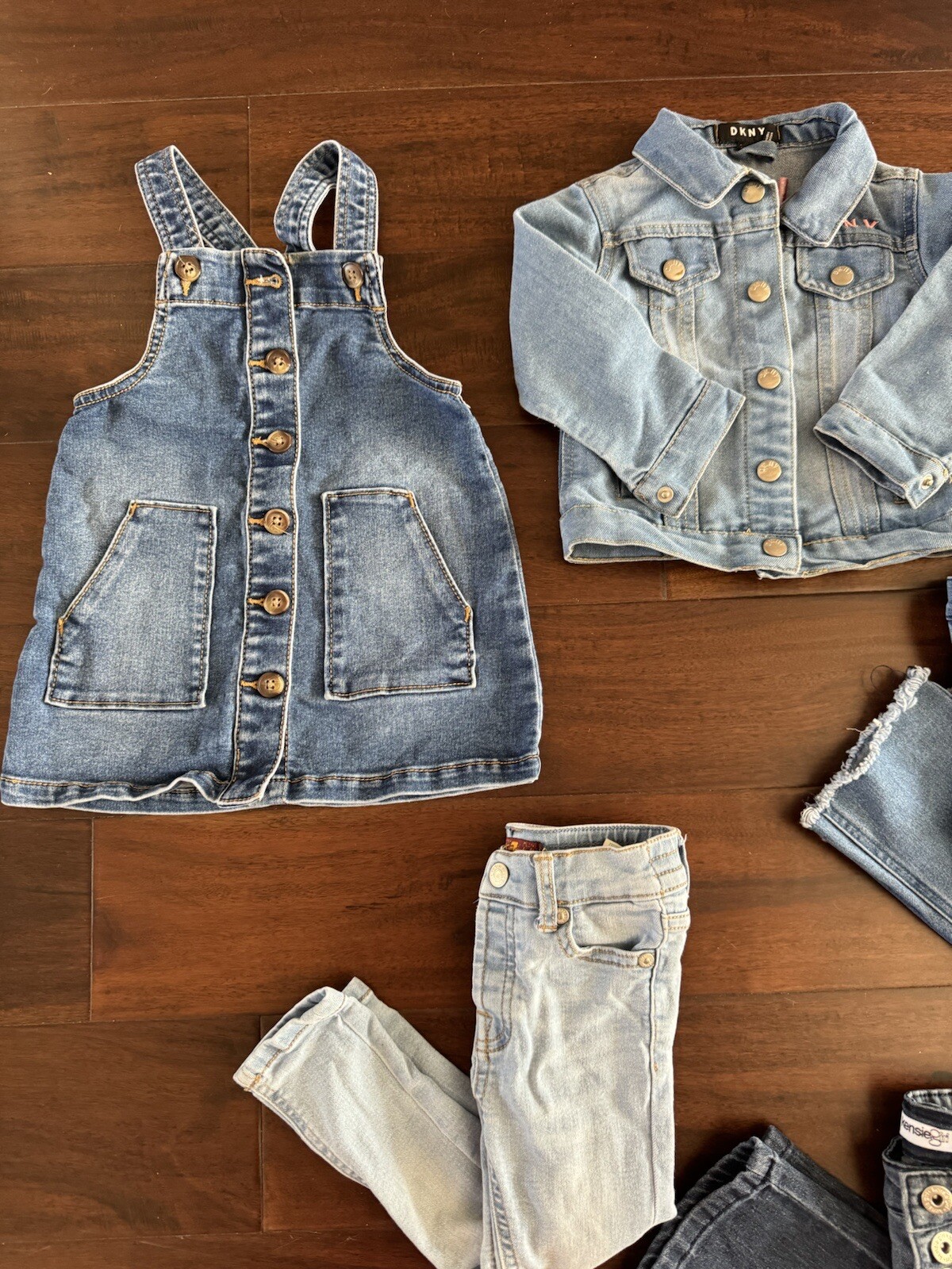 Girls toddler 3t Denim Bundle 3 jeans jacket dress DKNY 7mankind J simpsom