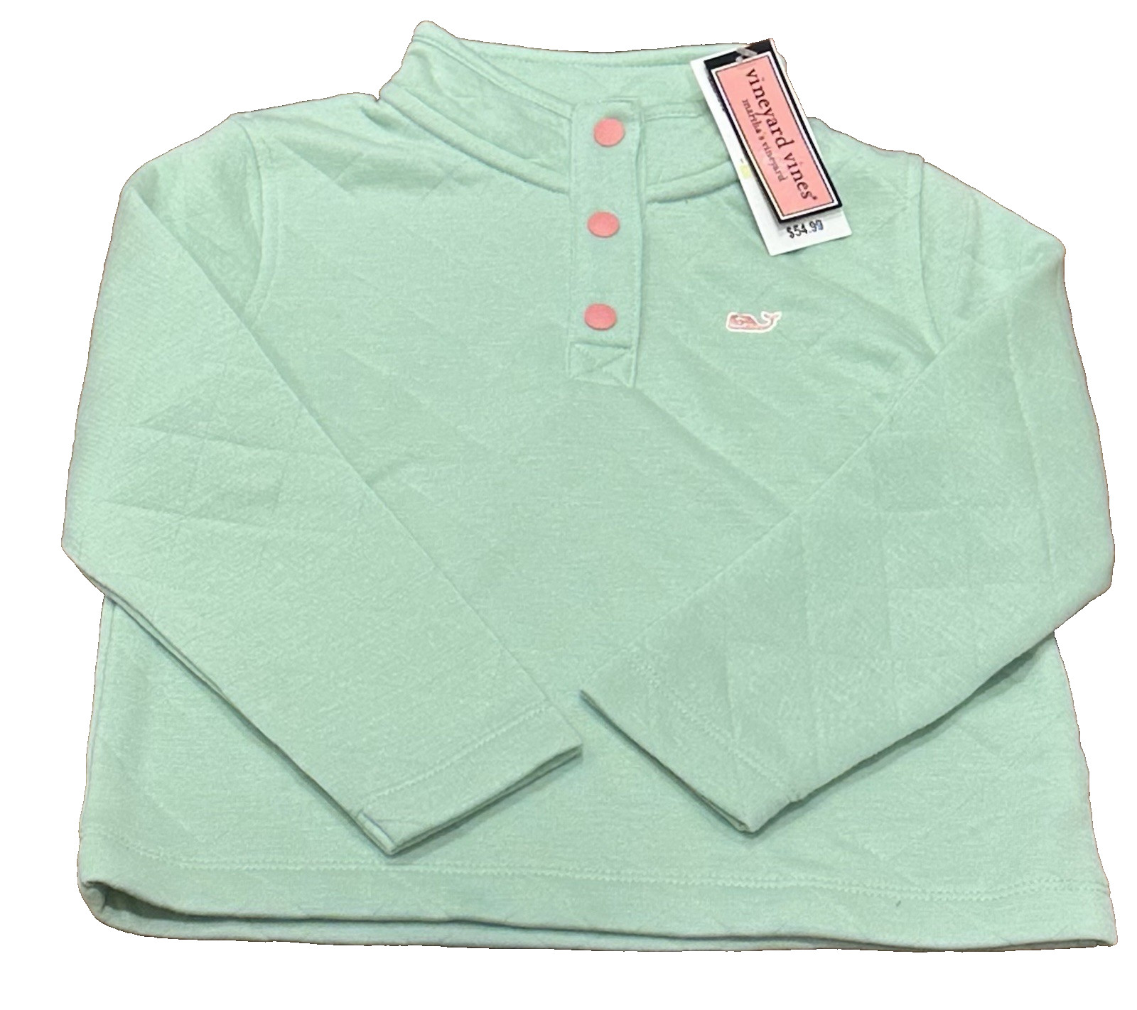 Classic Vineyard Vines Toddler Girl 4T Mist Green Quilted Snap Quarter Pullover