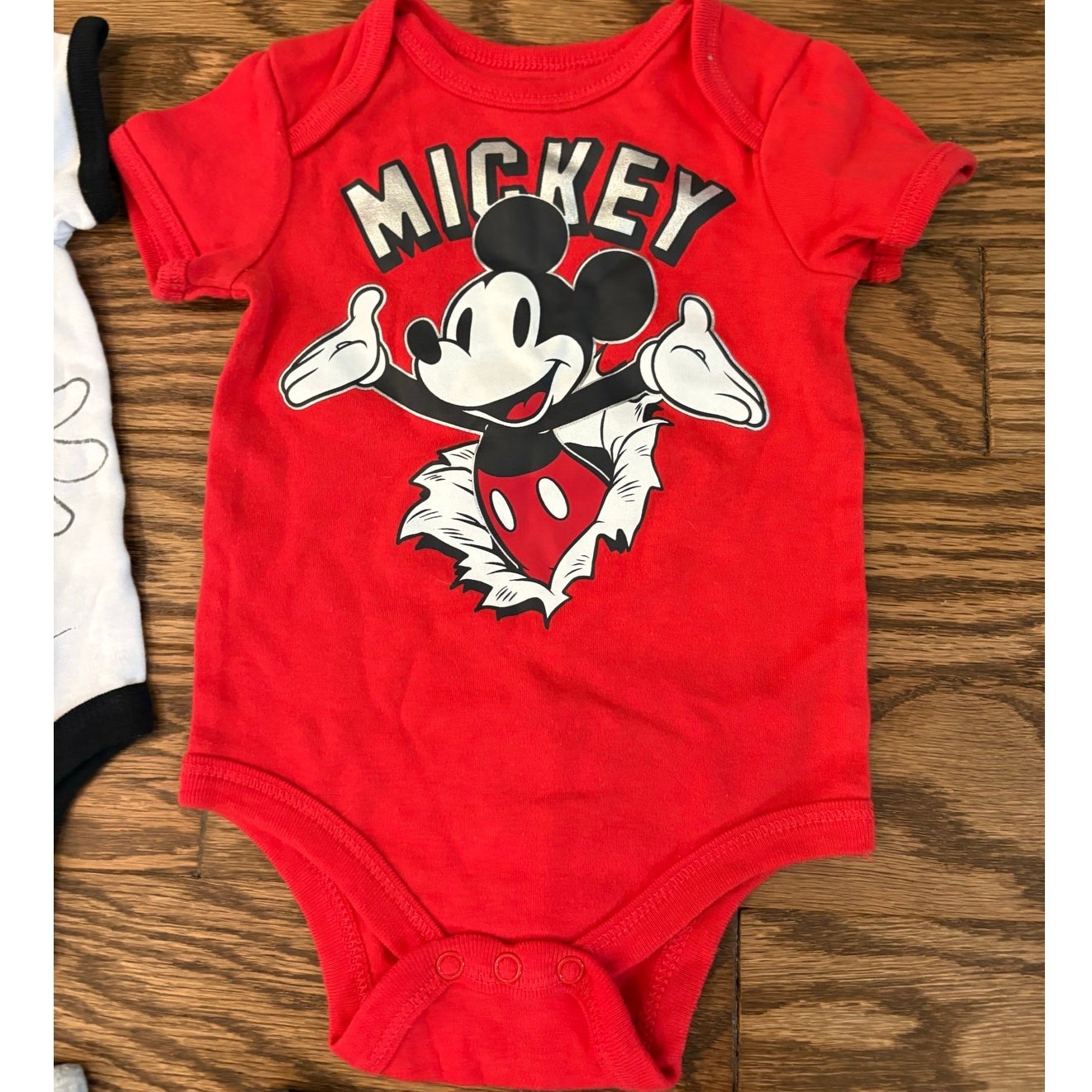 Unisex Baby 0-6mos 6 pc Mickey Mouse red and black bodysuit and sweatpants set
