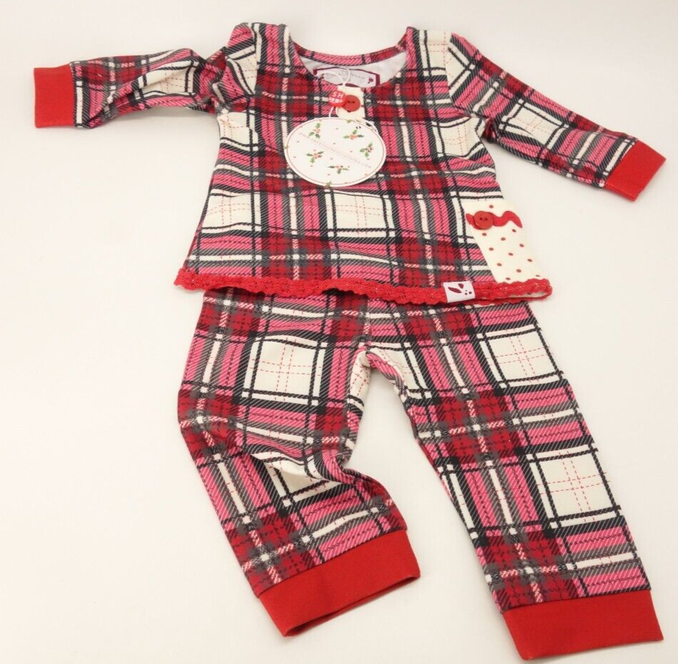 NEW Sweet Honey Christmas Pajamas Holiday Set NEWBORN Girl Red Plaid Polka Dot