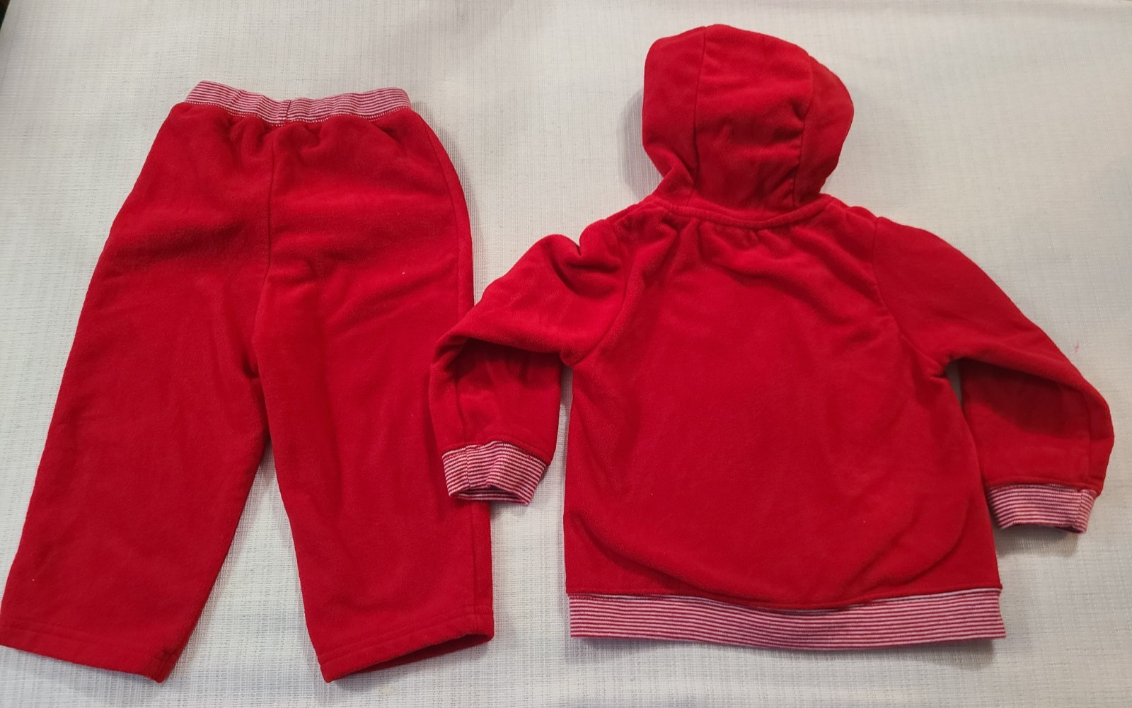 Vtg. Baby Carters 18 Month 2Pc Fleece Santa’s Little Helper Hooded Jacket Outfit