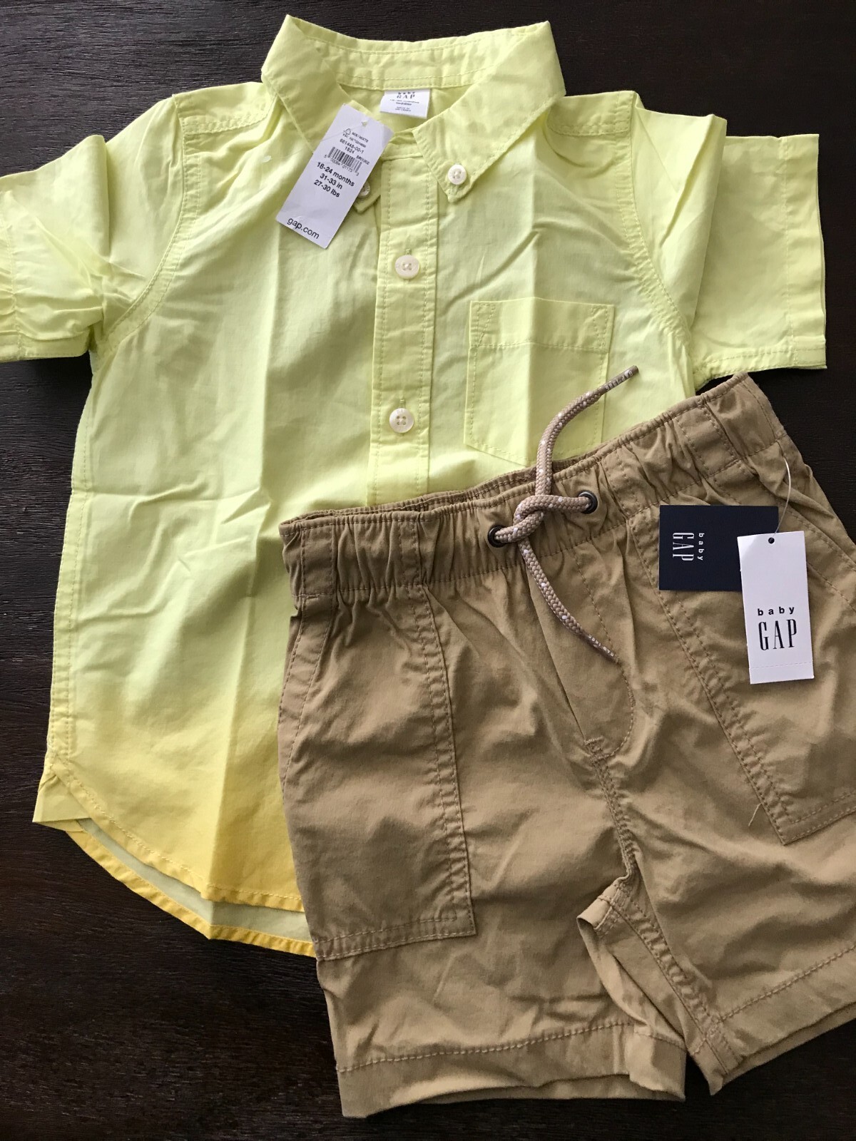NWT 2-PIECE OUTFIT Baby Gap 18M – 24M 18 24 Months Shirt Tan SET LOT Yellow Tan