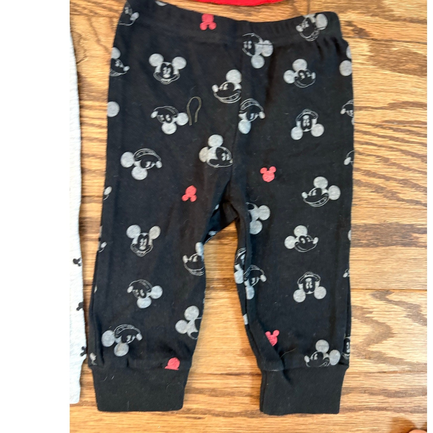 Unisex Baby 0-6mos 6 pc Mickey Mouse red and black bodysuit and sweatpants set