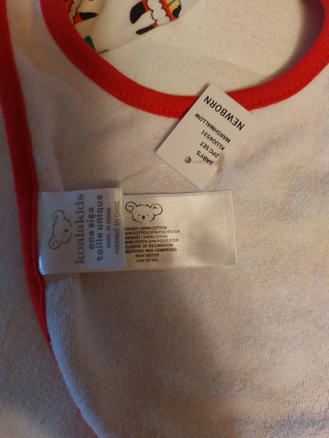 Koala Kids “My First Christmas” Bodysuit & Bib Set Newborn NEW w/tags