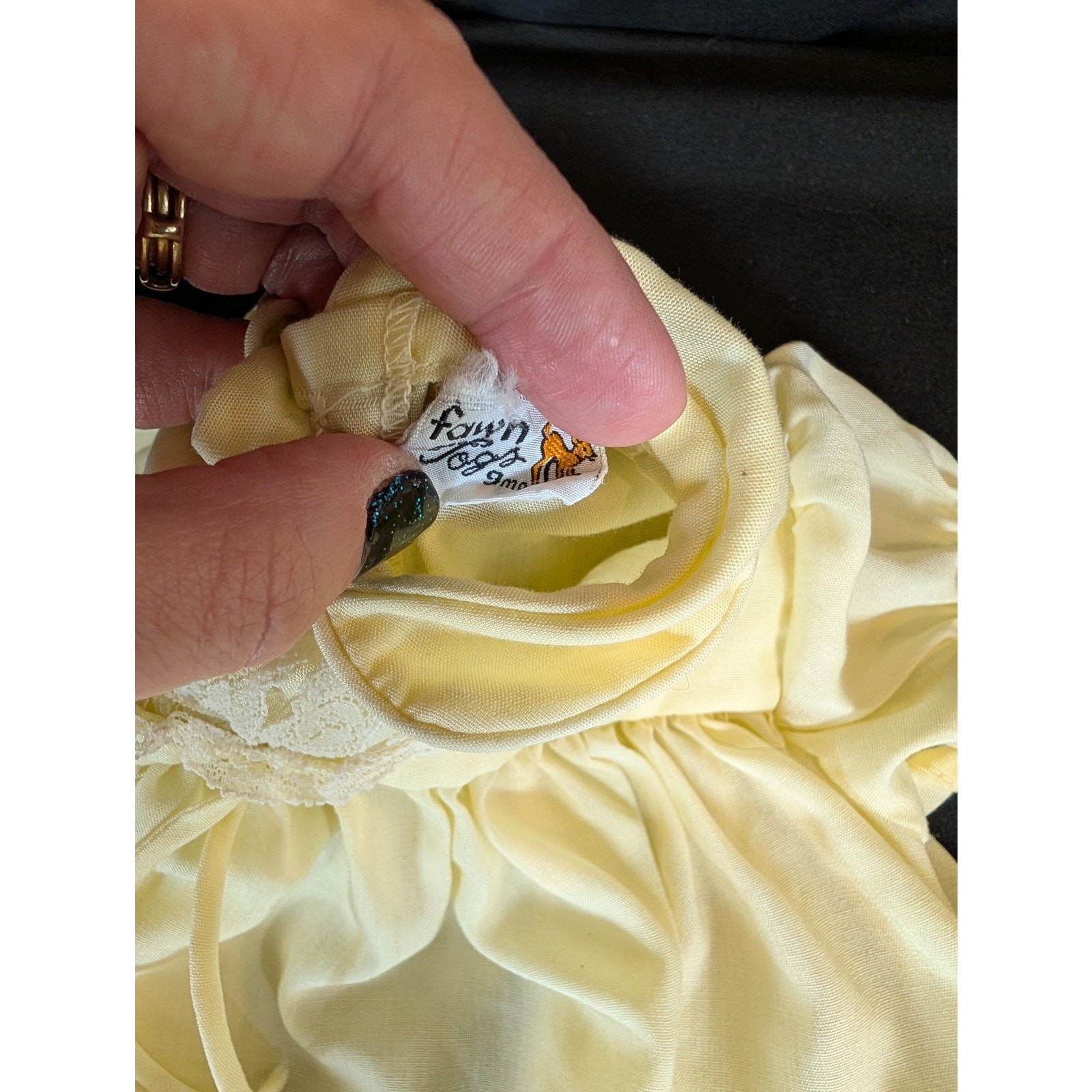 Vintage Fawn Togs 5-Piece Baby Outfit 9 mo Lace Dress Bloomers Booties Heirloom
