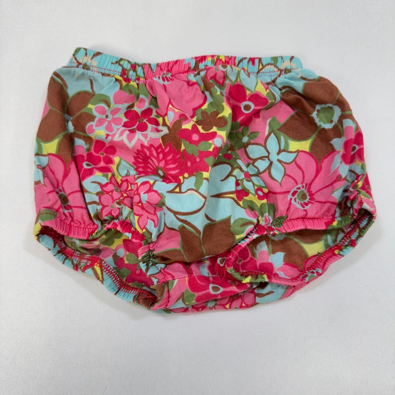 VTG OshKosh Floral Top Bloomers Set Baby Girl 12M Pink Blue 100% Cotton Vintage