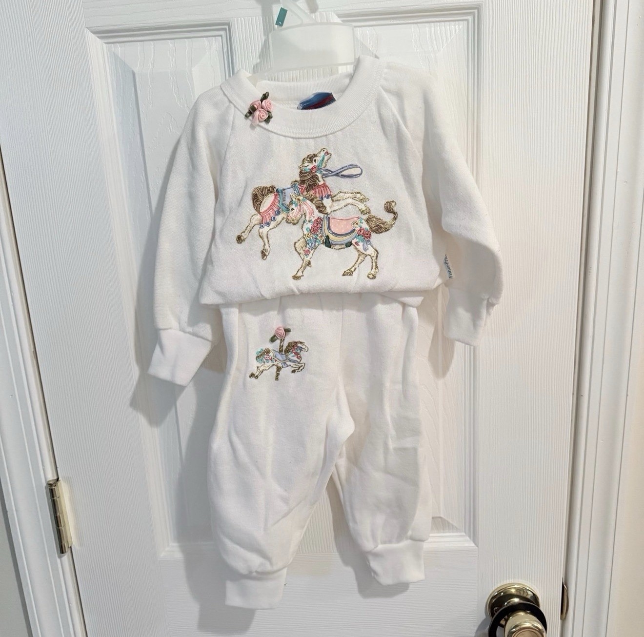 Vintage Custom Designed Fisher Price Kidswear White Sweats Outfit 18 months