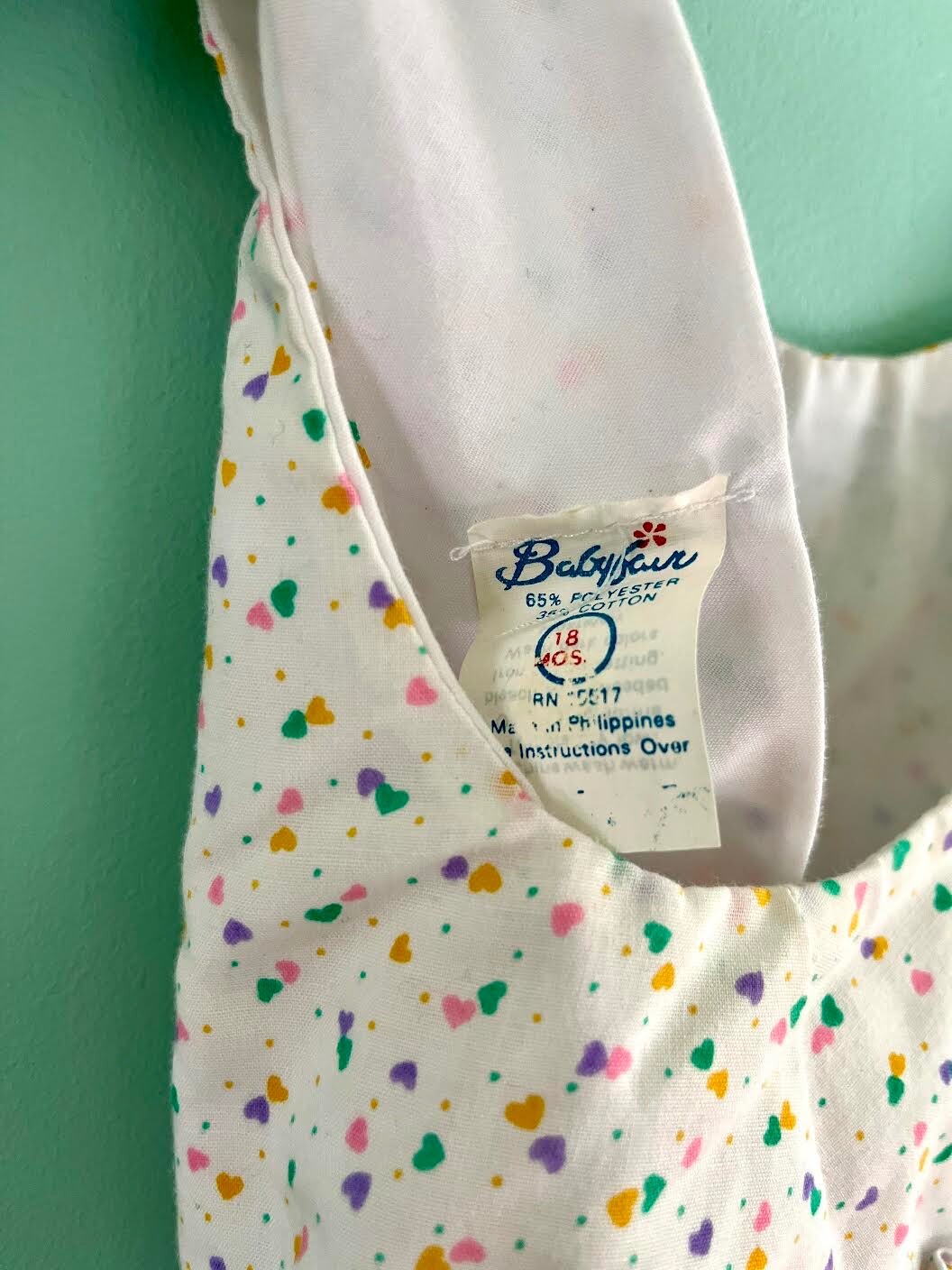Babyfair Vintage 1980s Two-Piece Toddler Summer Playsuit Polka Dot Hearts Baby