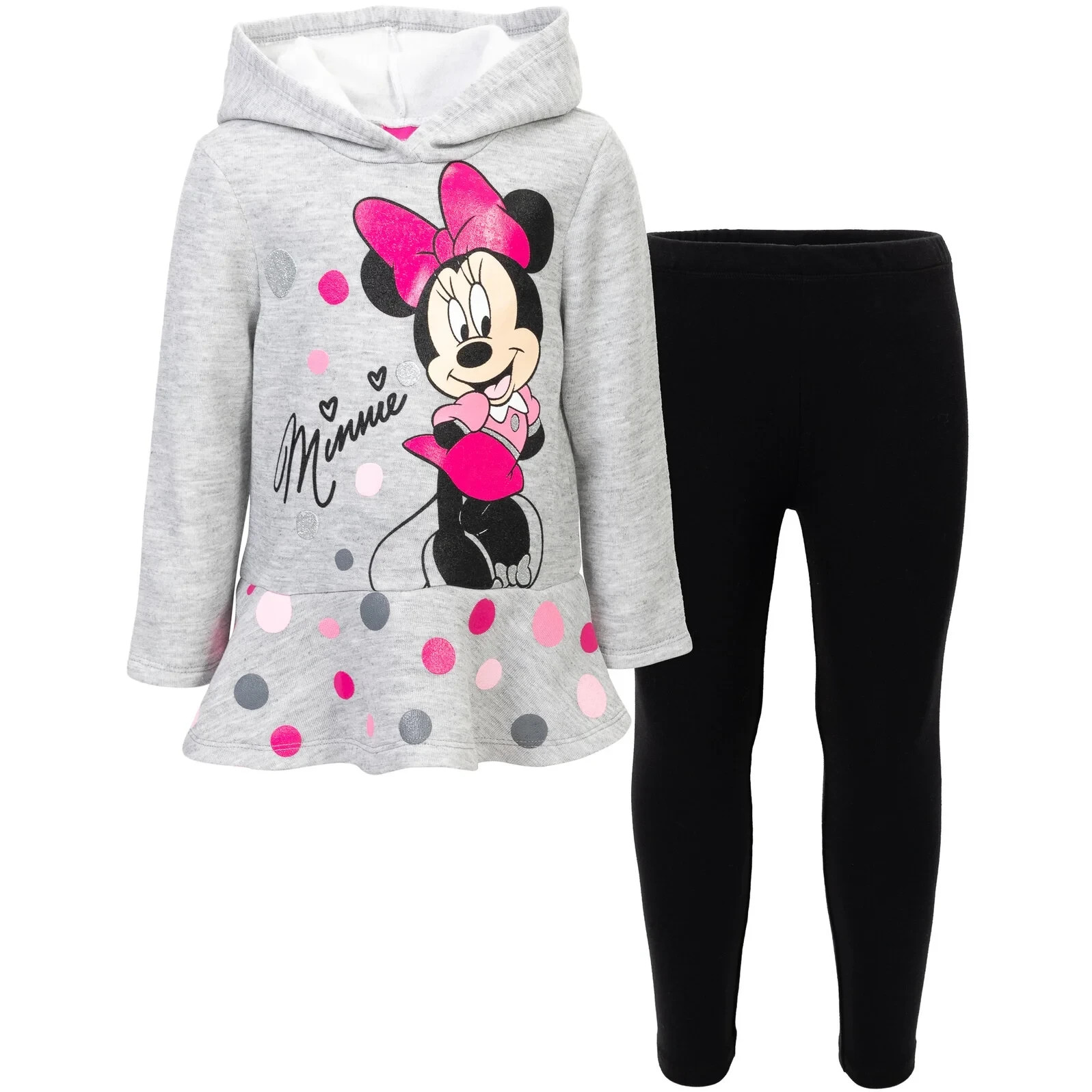 Disney Minnie Mouse Toddler Girls 2-piece Fleece Hoodie and Leggings Set Size 3T