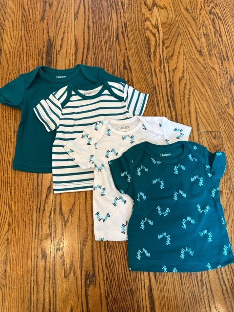 Hanes 8 Piece Set 4 Crew Neck Tee and 4 Pants Blue Green Baby Boys 6-12 New