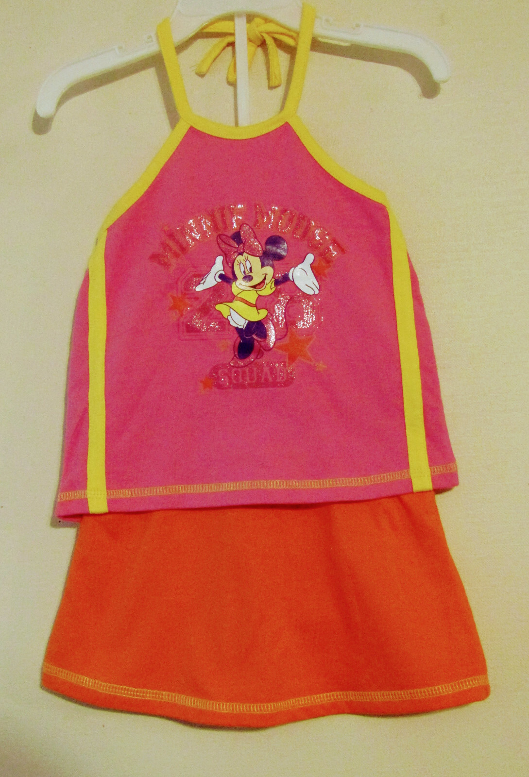 DISNEY GIRL 12MO “MINNIE MOUSE” SUMMER SKIRT/HALTER TOP ORANGE/PINK NWT