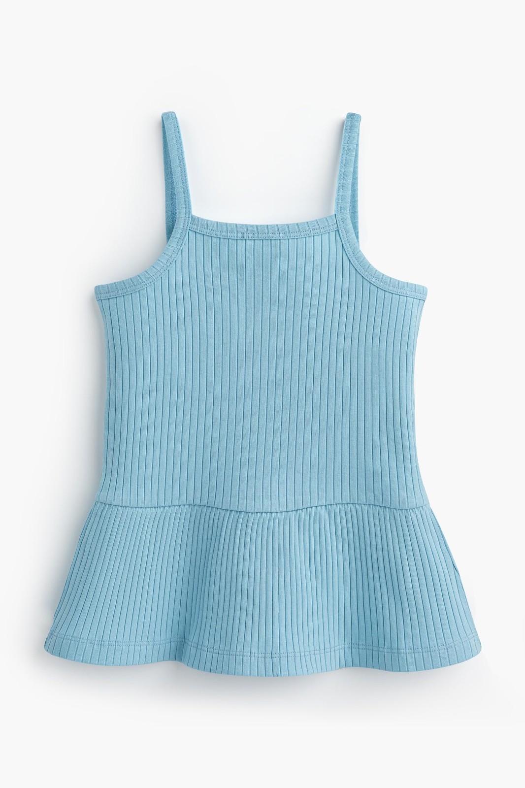 MONICA + ANDY Ribbed Peplum Tank + Short Set, Size 0-3 Months, Light Blue