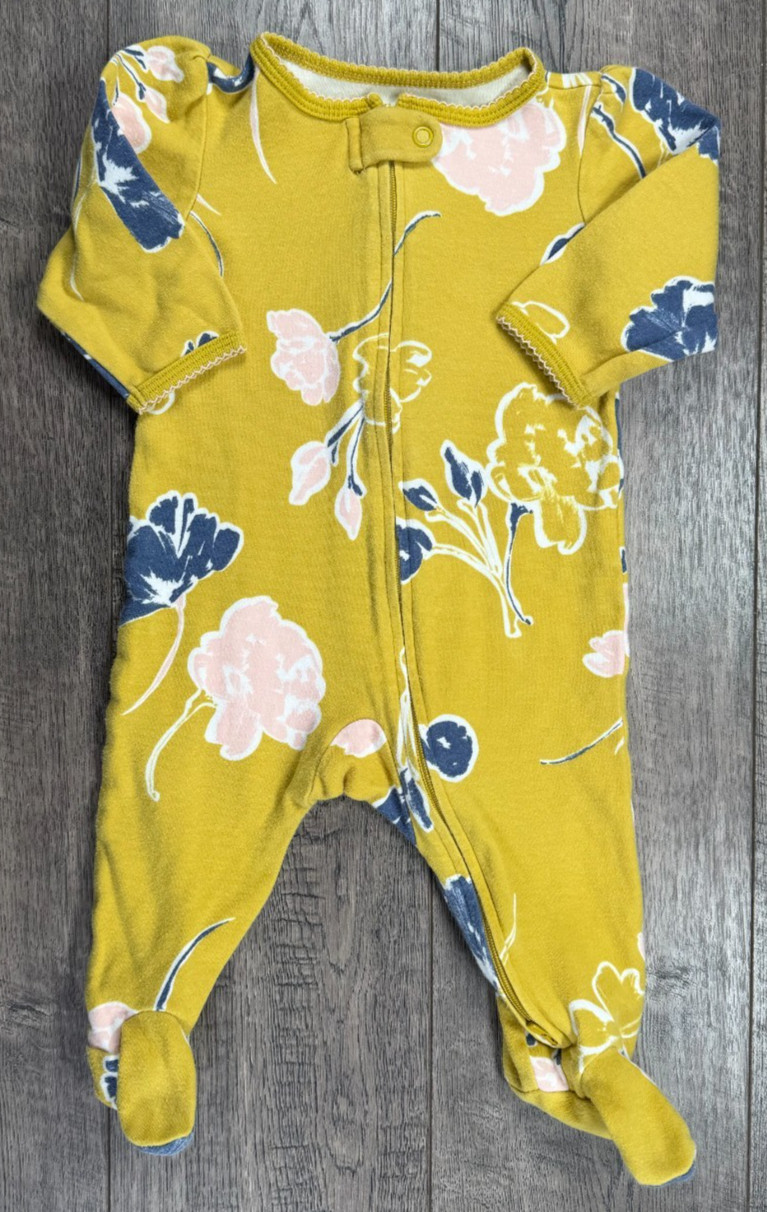 Baby Girl Clothes Carter’s 6 Month Mustard Yellow Floral Footed Outfit