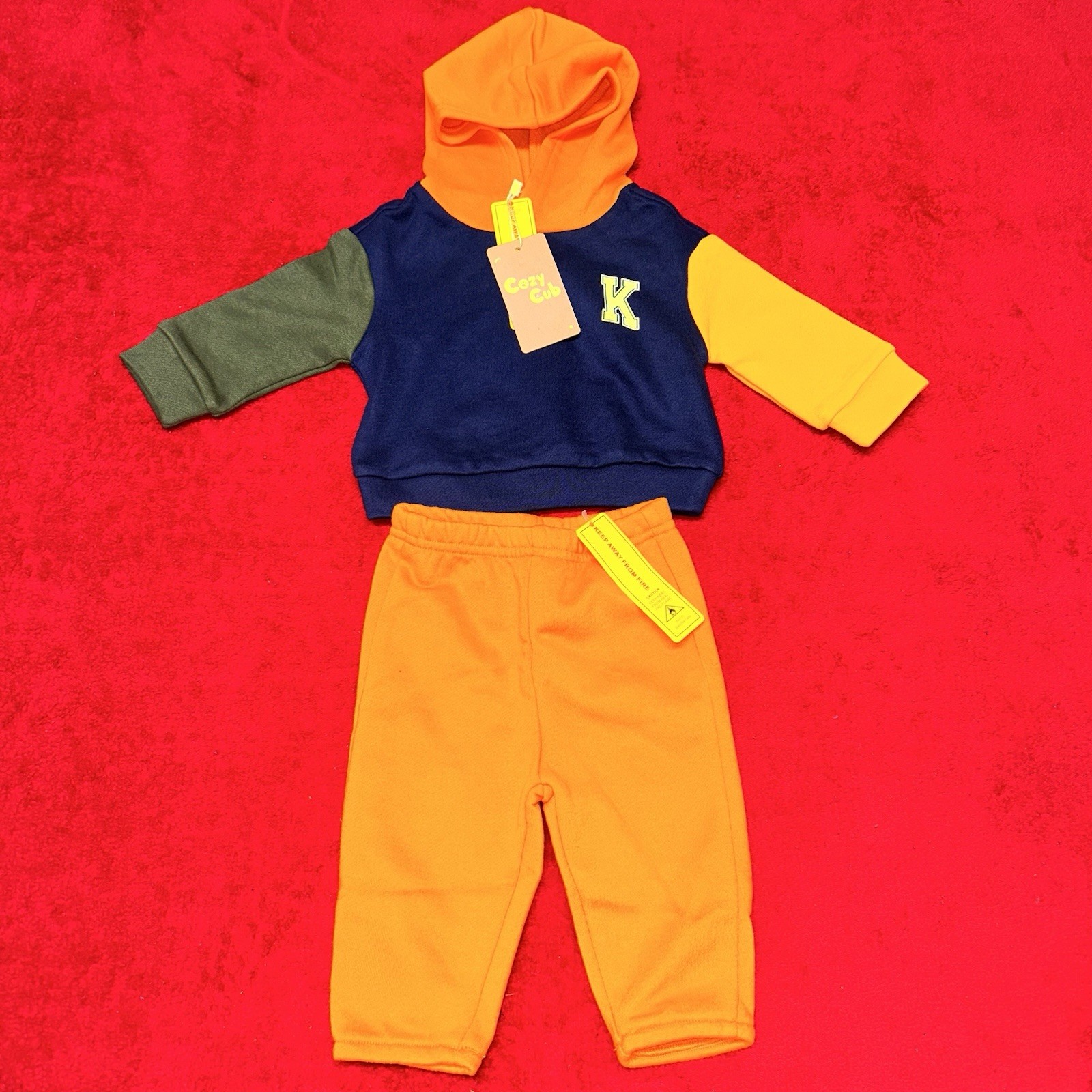 Cozy Cub Baby Boys 2pc Hoodie Set Colorblock 1-3M NWT
