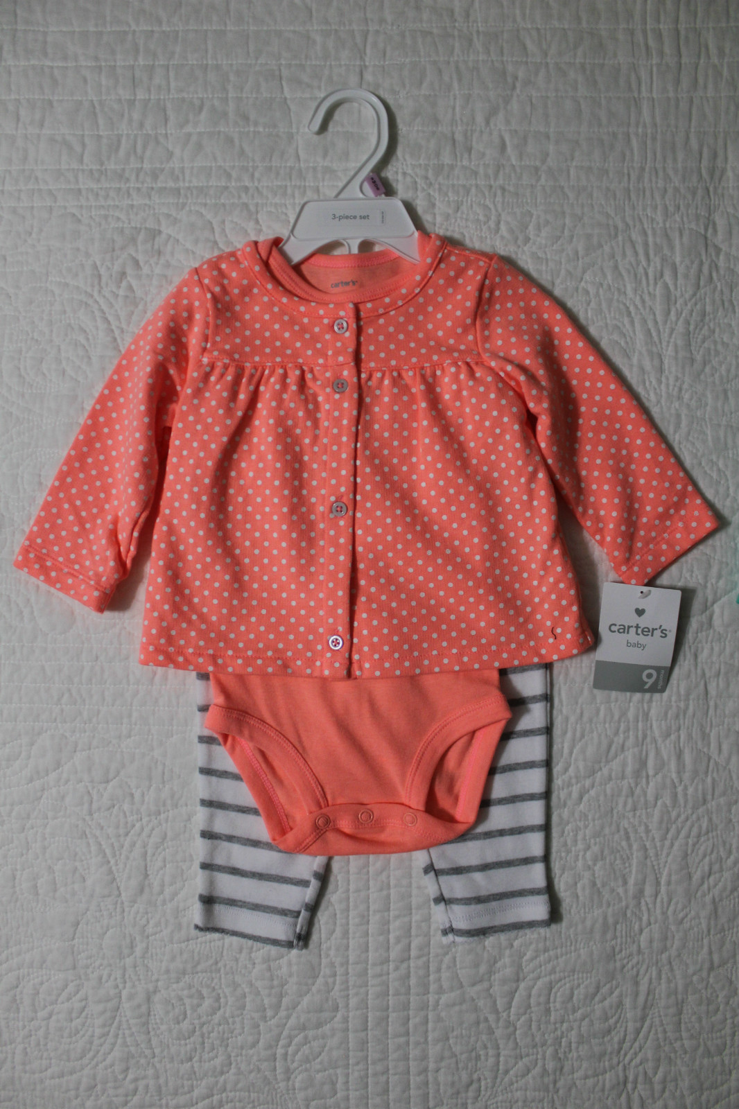 NEW CARTERS GIRLS 3 PIECE OUTFIT SET PANTS BODYSUIT HOODED JACKET OR CARDIGAN