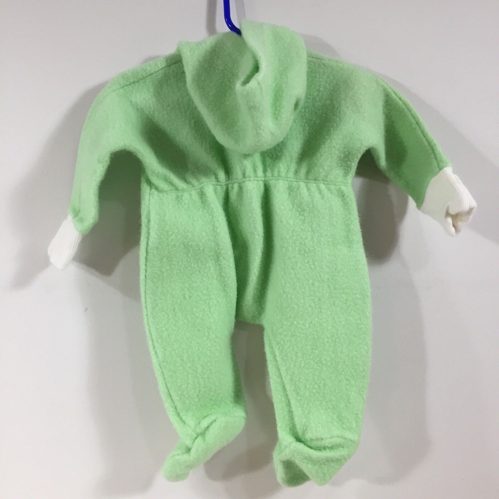 Vintage Baby One Piece Outfit Sleeper Bunting w/ Hood Lime Green Large 18-27 Lbs