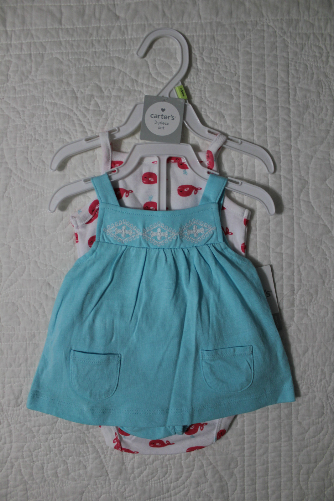 NEW CARTERS BABY GIRLS 3 PIECE OUTFIT SET SHIRT BODYSUIT SHORTS VARIOUS STYLES