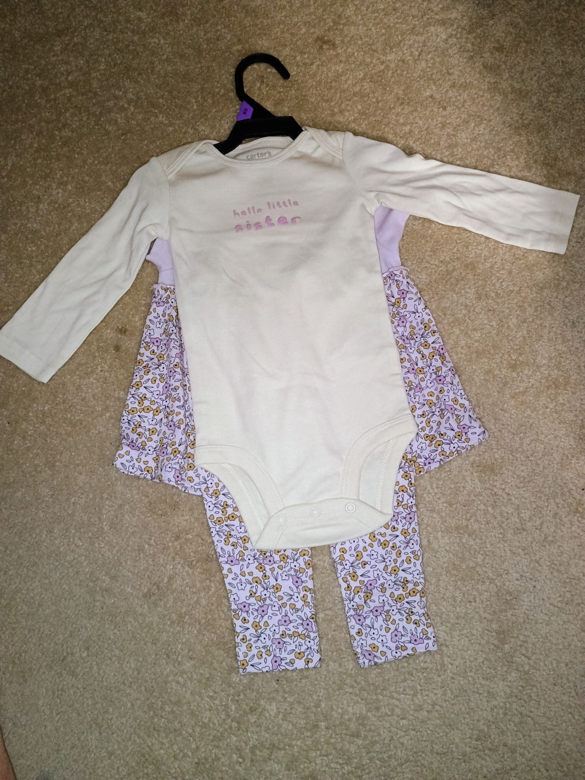 NWOT Children’s CARTER’S Baby GIRL Infant 3 PC Outfit SIZE 12 Months LAVENDER
