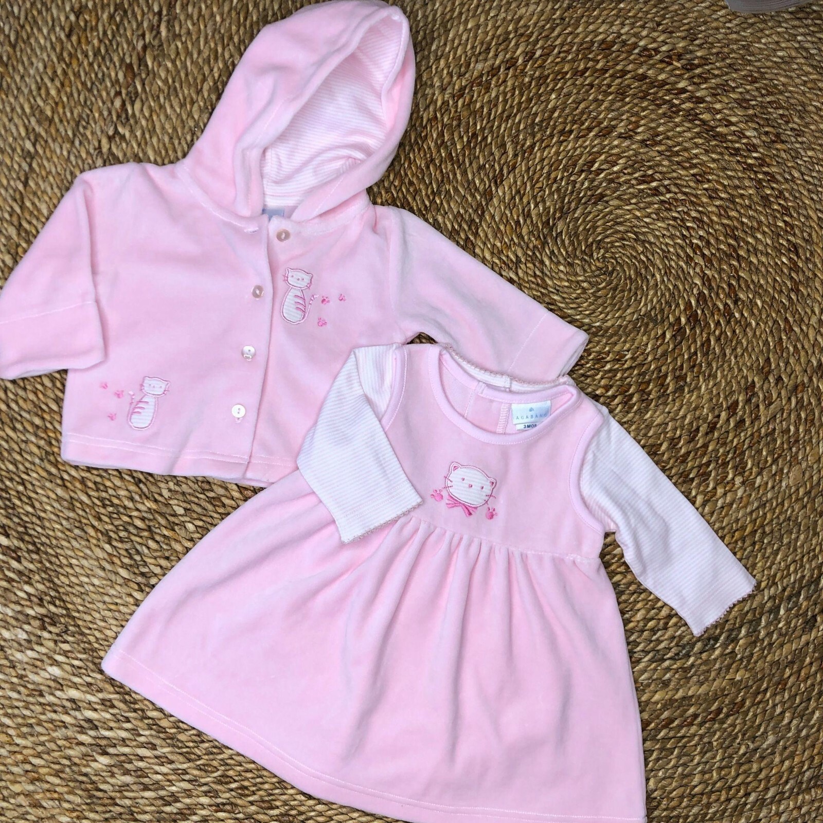 New 3 month 3 Piece Set Velour Jacket Jumper Tee Baby Girls Infants Babies