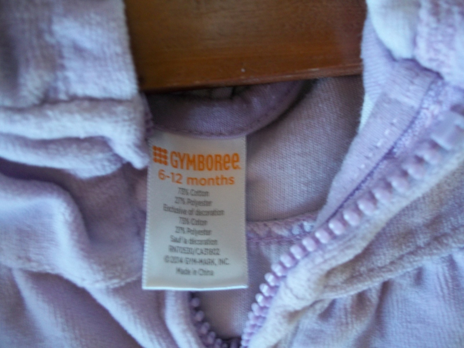 Gymboree 2013 Squirrel Cutie lavender velour hooded zip jacket 6-12