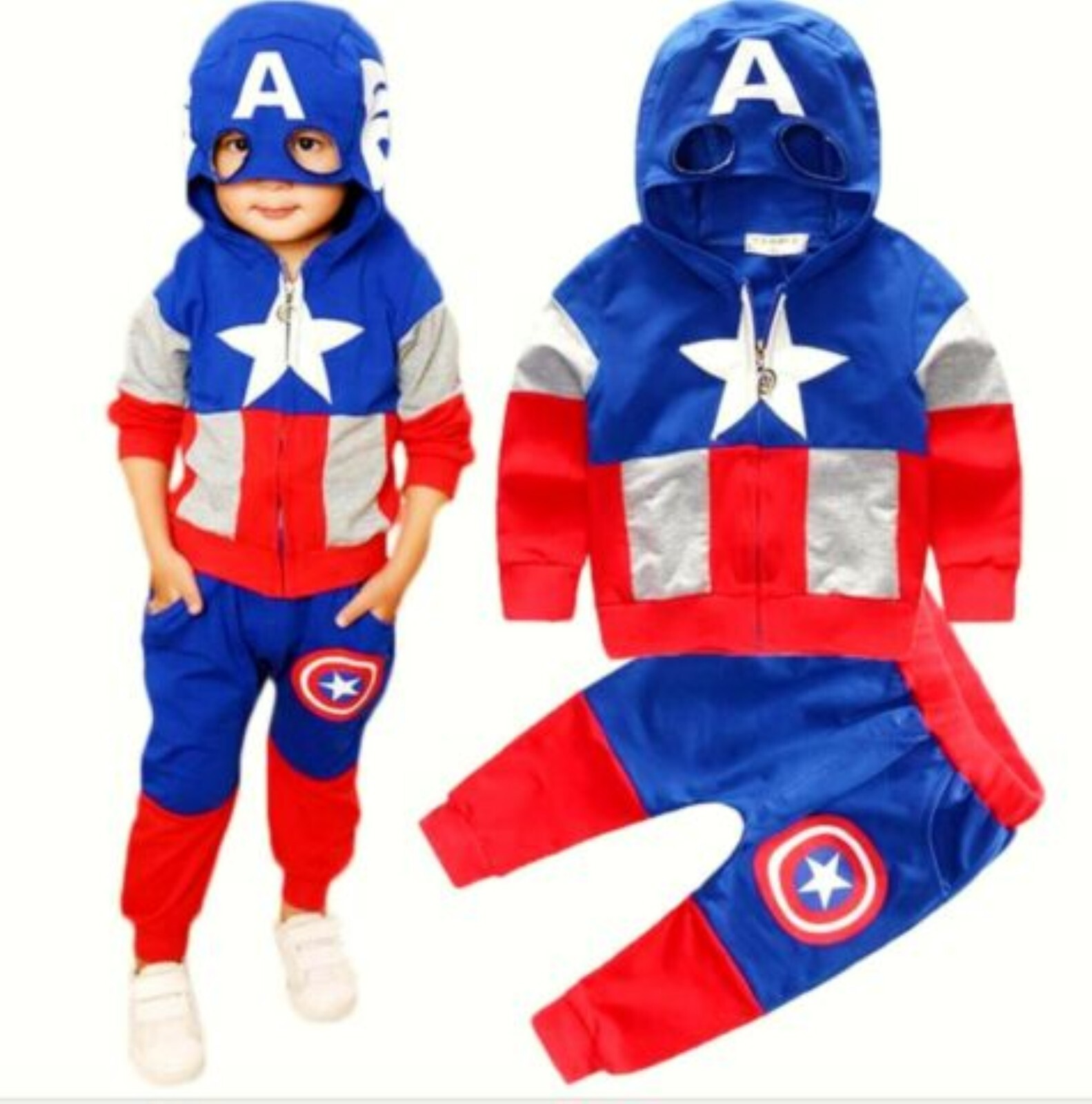 CAPTAIN AMERICA Kids Spiderman Track Suit SUPERHERO (Ships from United States)