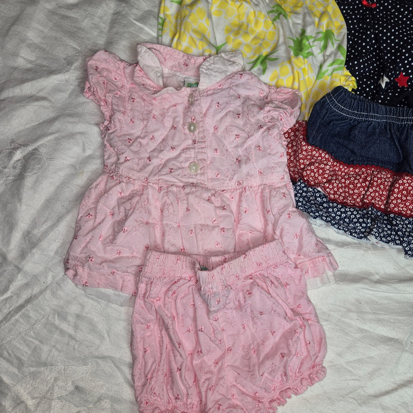 Baby Girl 0-3 Month Carter’s Disney Sesame Summer Shirts Shorts Clothes Sets Lot
