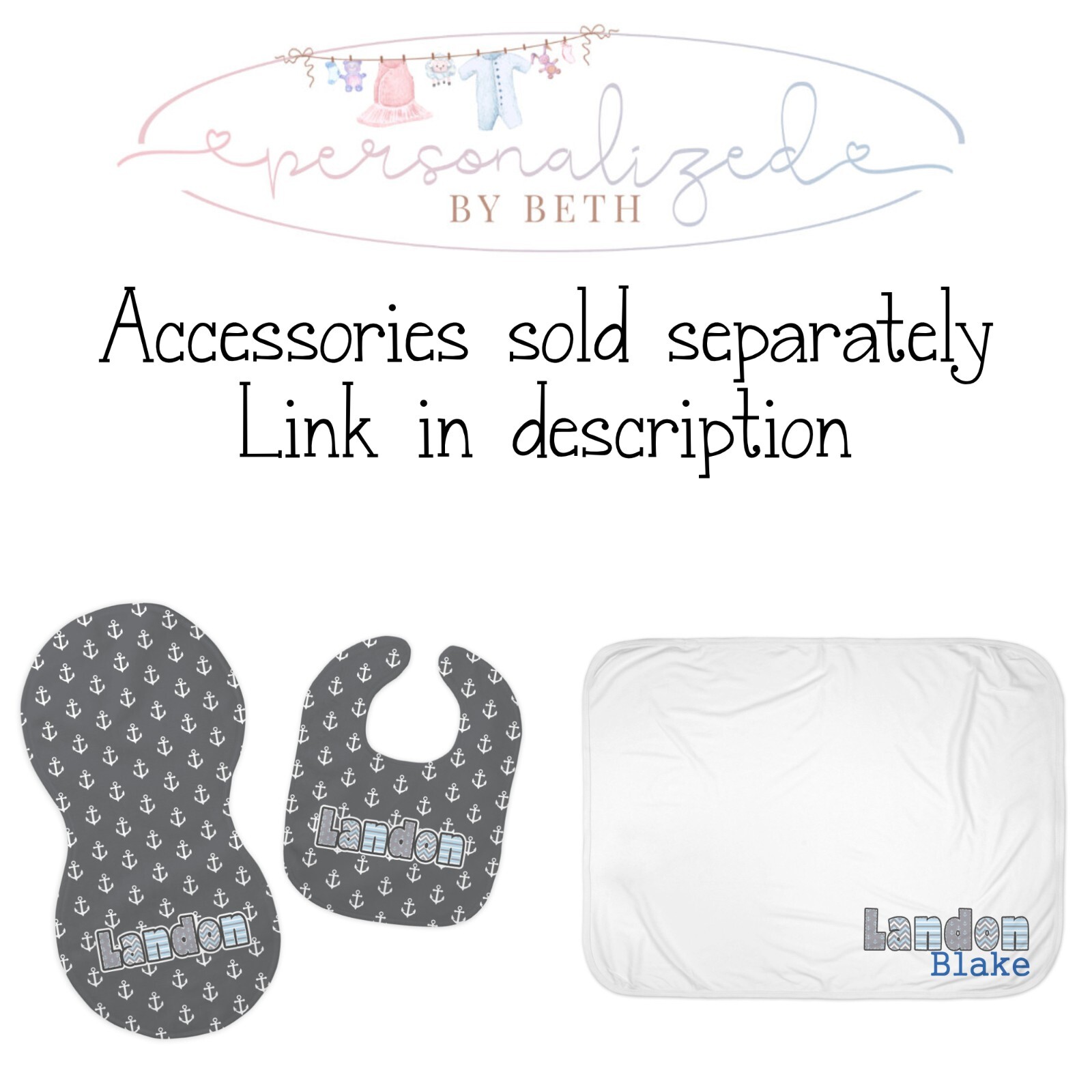 Baby Boy Personalized Custom Anchor Nautical VS1 Gown Coming Home Outfit