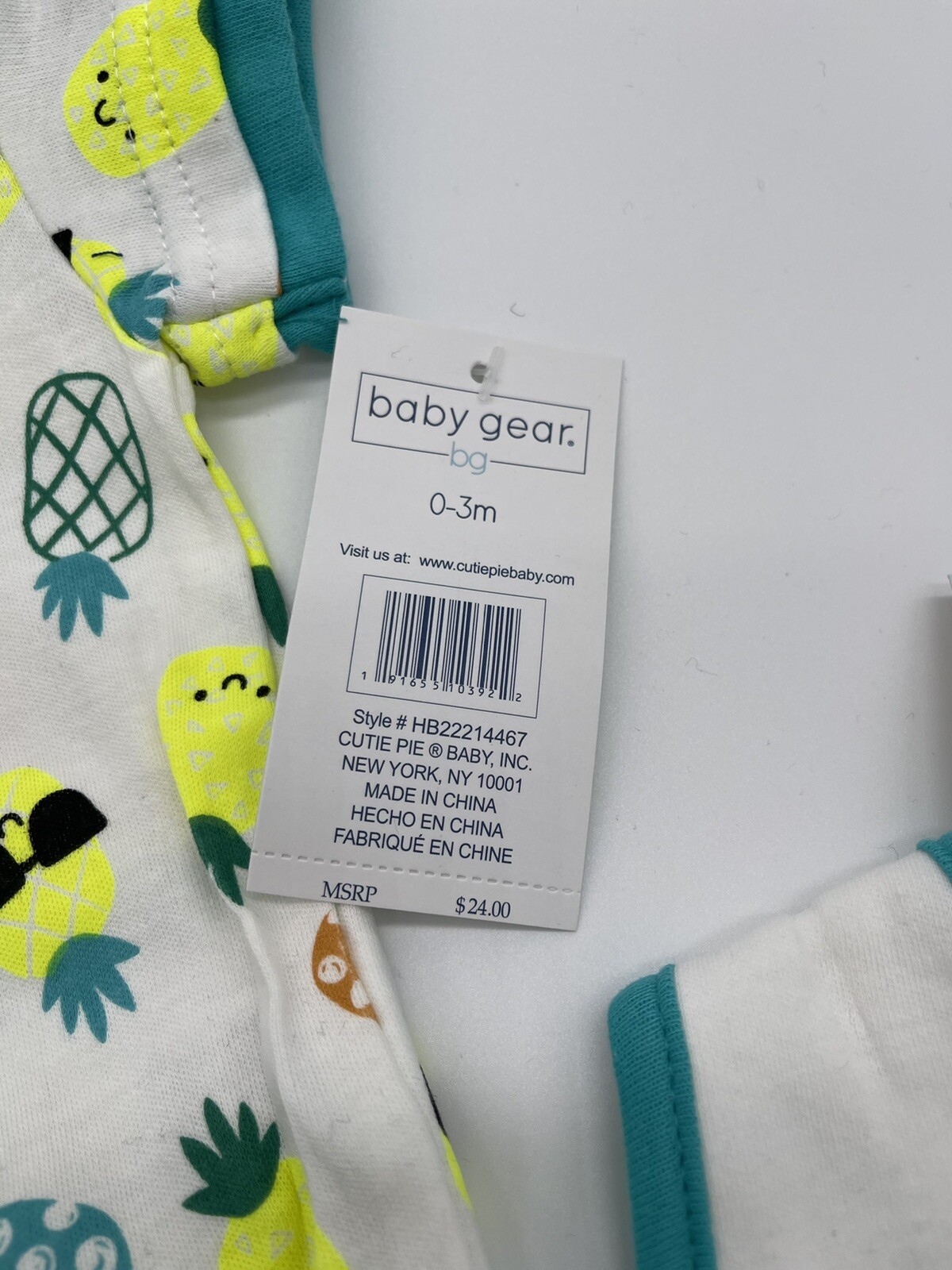 Baby Gear Sz 0-3m Infant Boy Or Girl Clothing 4PC Set Cool Pineapple Design