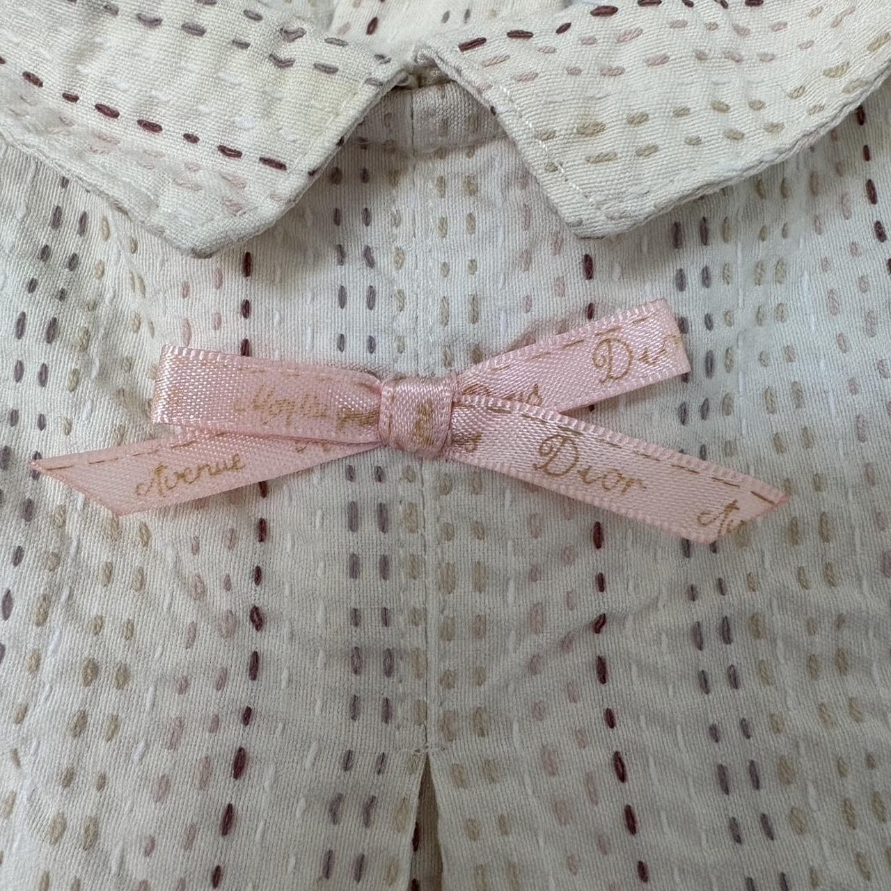 Baby Dior Girls Top 18M Beige Cotton Bow Designer Luxury