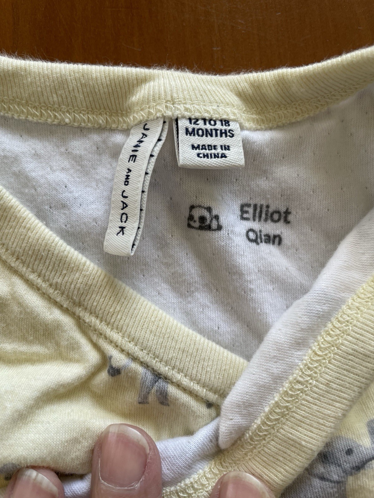Janie and Jack EUC Yellow Elephants Cotton Knit Bodyshirt & Pants-12-18Mos