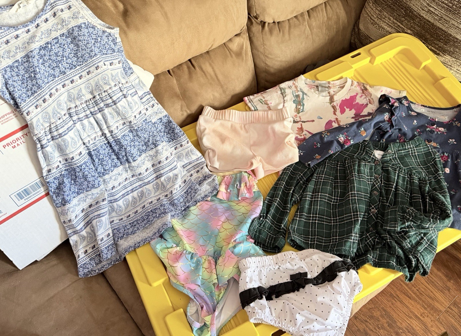 18pc Lot Girls sizes 24m – 2t – 3t & 4t Dresses Pants ~ Bathing Suit PJs & Tops