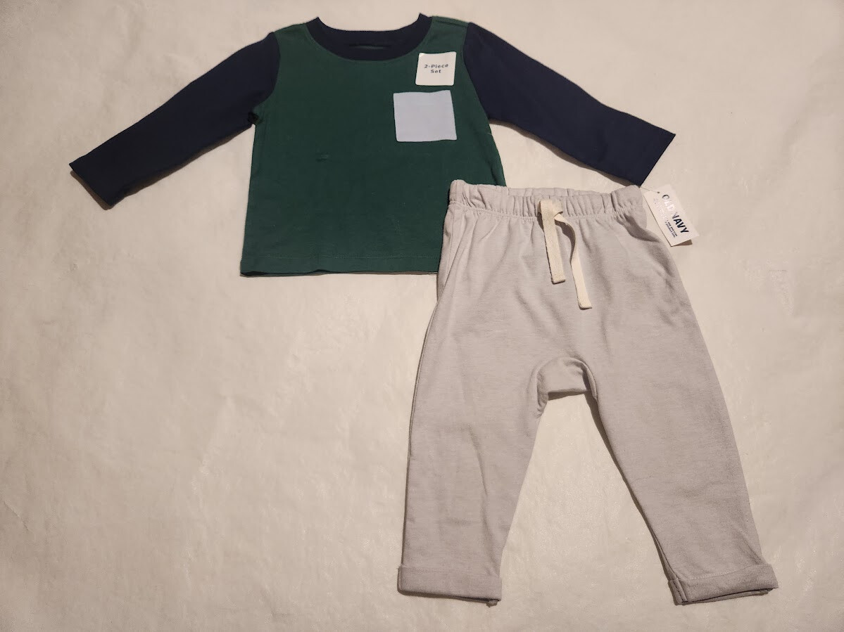 NWT Old Navy Colorblock Tee Knit Pants 2PC Outfit Set Baby Boy