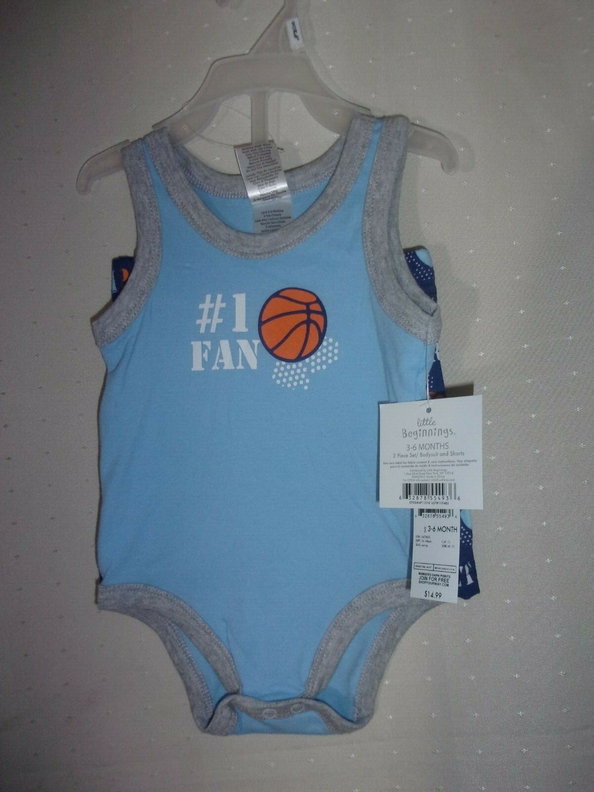 BRAND NEW LITTLE BEGINNINGS INFANT BOYS BLUE OUTFIT SET SIZE 3-6 MONTHS- #1 FAN