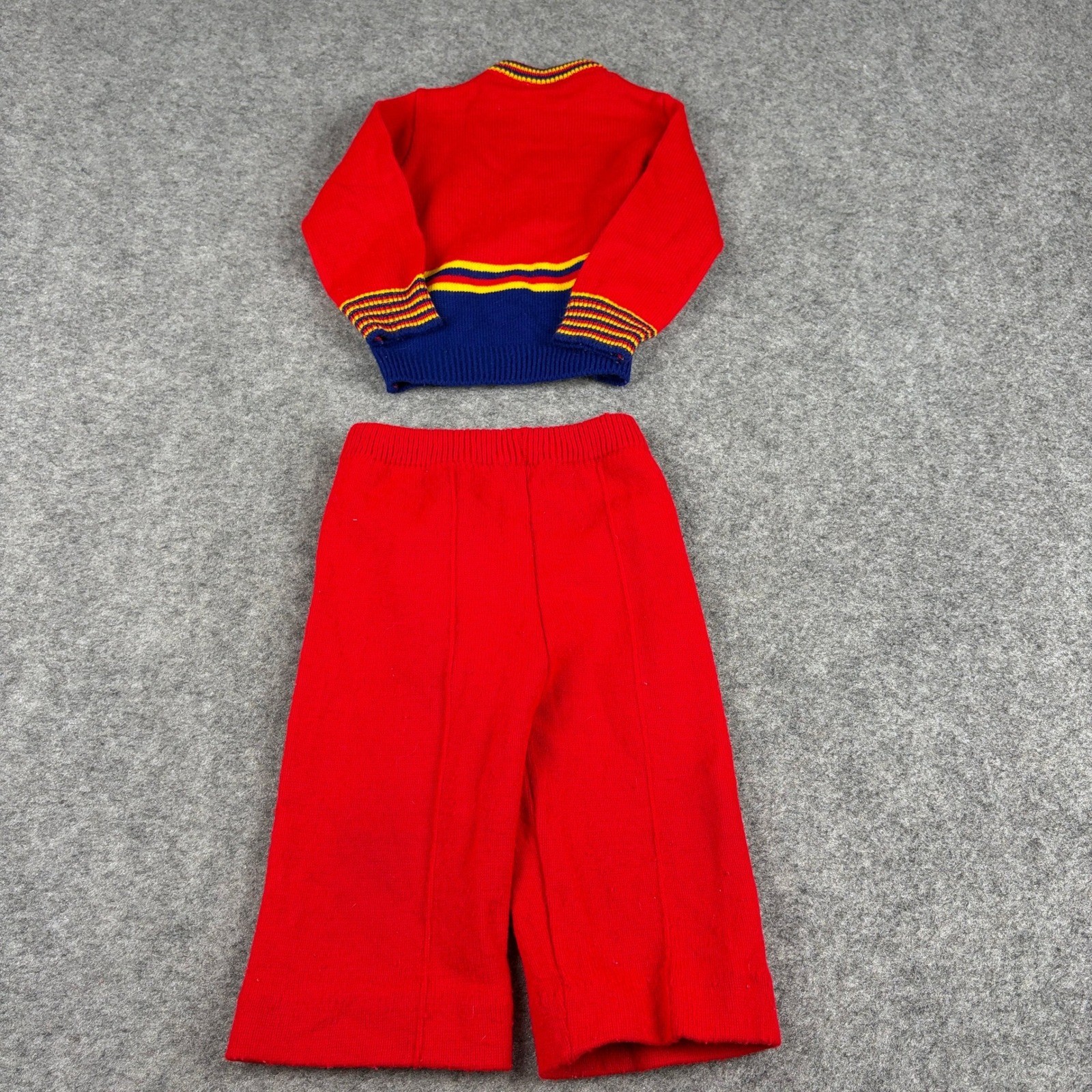 Vintage Knit Sweater Set Unisex Toddler 2T Red Blue Nutcracker Holiday Outfit
