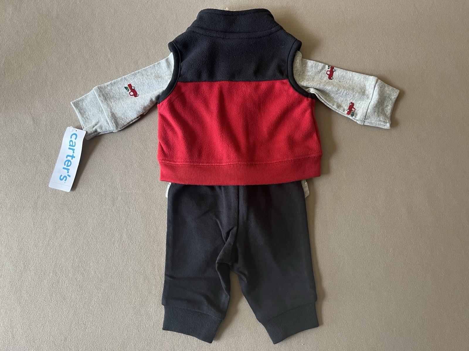 Carter’s Baby Boys Newborn THREE Piece Set-Bodysuit, Pants & Vest, New With Tags
